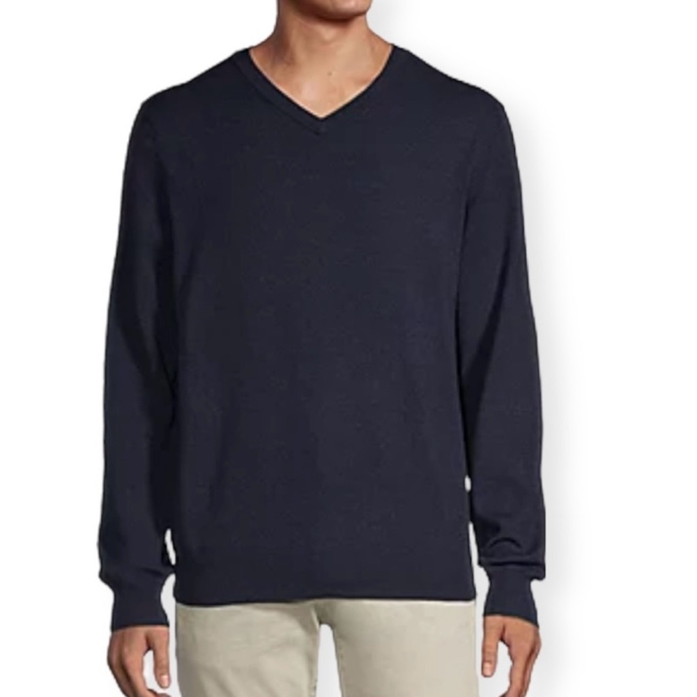 NWT Stafford Navy Blue Long Sleeve V-Neck Sweater